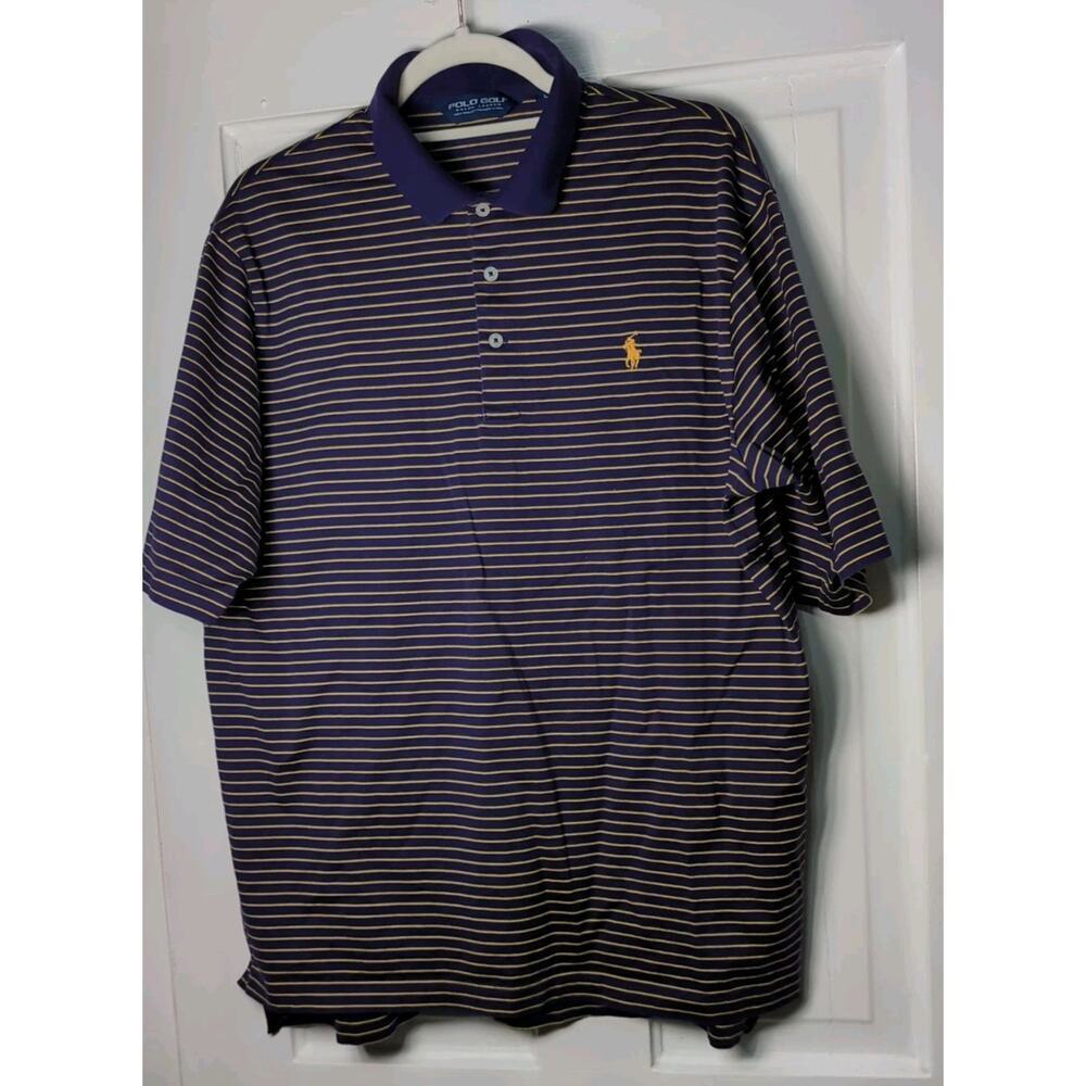 Polo Golf Ralph Lauren Men's L Pima Cotton Polo Shirt Pony Purple Yellow (876)